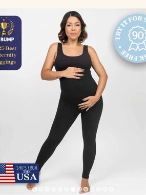 High-Rise Black Maternity Leggings with Side Pockets - Women